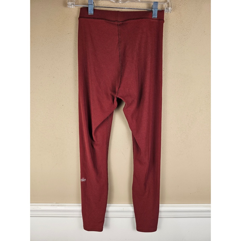 Alo Womens Red Ribbed Leggings XS - Picture 2 of 3
